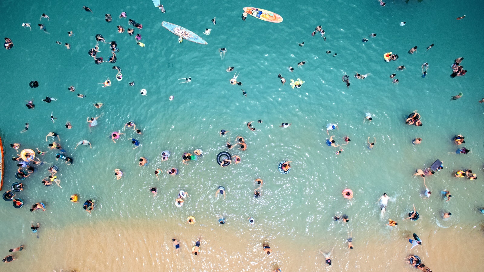Aerial view of people at the beach